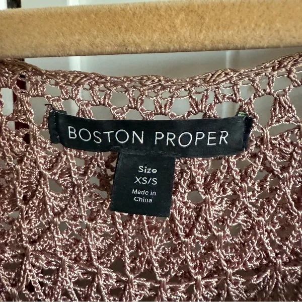 Boston Proper Brown Bell Sleeve‎ Ruffled Crochet Tiered Sweater Top XS/S - Image 4