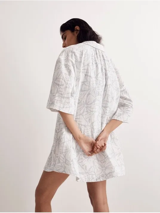 MADEWELL Lightspun Cover-Up Blue White Mini Shirtdress Sz S - Image 3