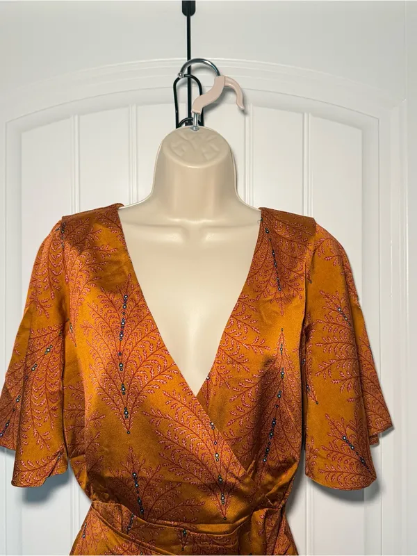 Hello Molly Women’s Size 4 Midnight Noise Rust Color Romper Lined Boho Chic - Image 7