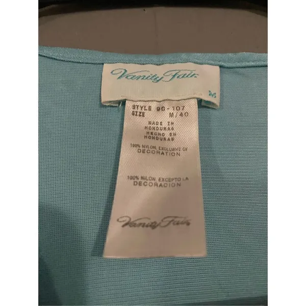 Vanity Fair Vintage Baby Blue Short Sleeve Button Up Pajama Set Nylon M - Image 3