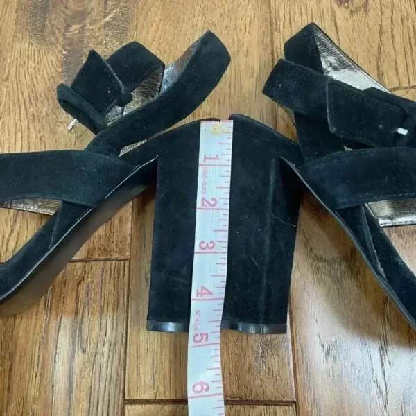 Nine West STEVE MADDEN Canaan Designer Black Suede Strappy Sandals Heels 10M - Image 9