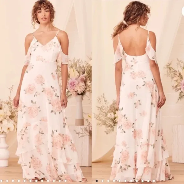 Lulu's Take You There Ivory Floral Print Maxi Dress size XS‎ - Image 2