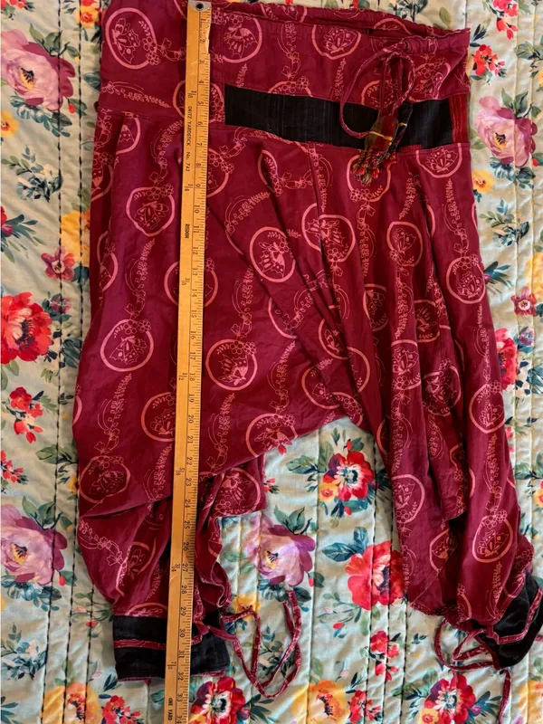 handmade boho wrap harem pants cotton butterfly print festival lagenlook - Image 9
