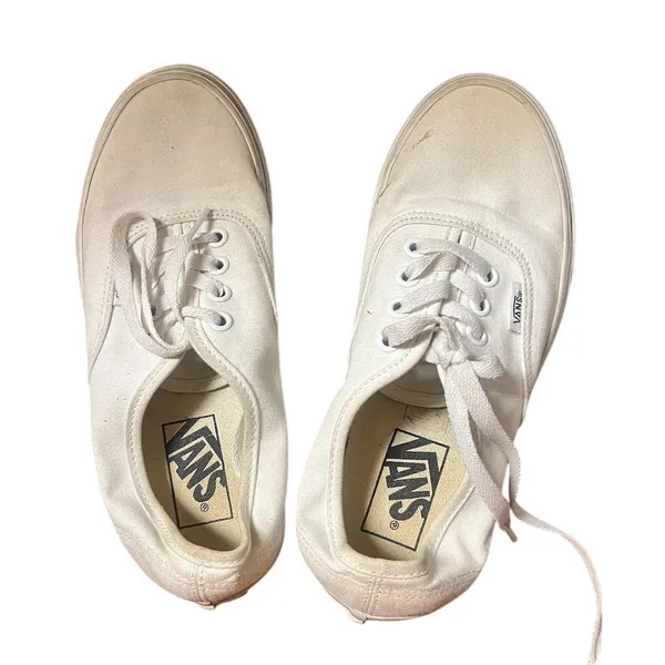 Vans Women's Authentic White Canvas Lace-Up Sneakers Size 6 - Image 7