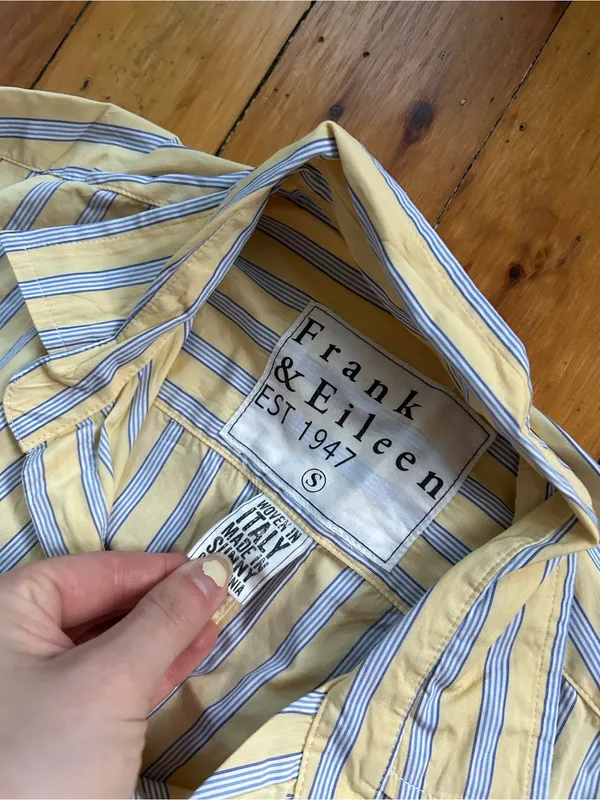 Frank & Eileen button down shirt - Barry small Yellow striped cotton - Image 2