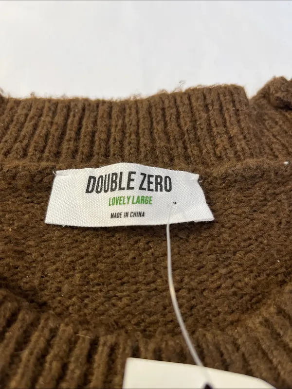 Double Zero Chocolate Brown Cable Crewneck Sweater - Image 4