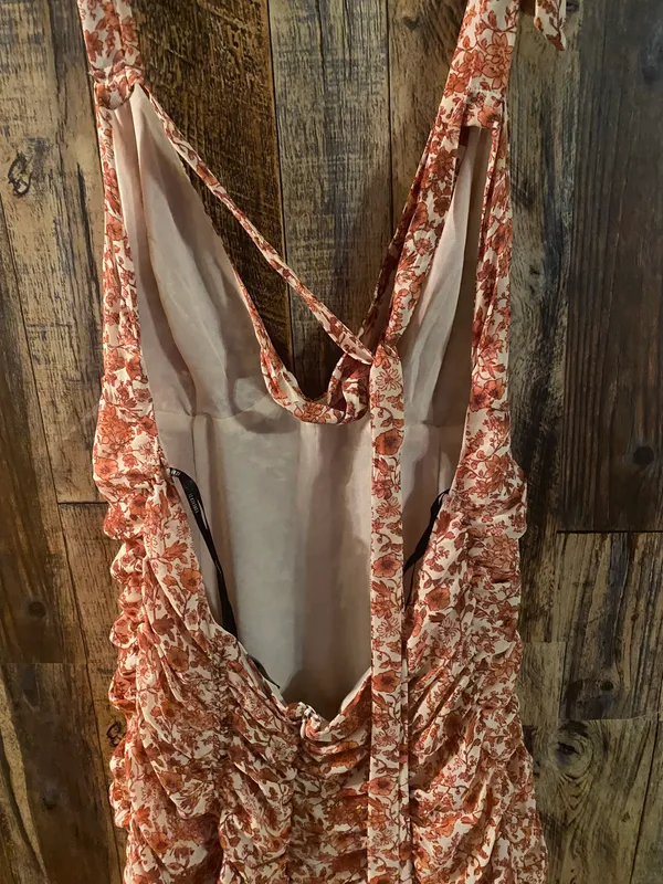 Forever 21 NWT Chiffon Floral Print Handkerchief Mini Dress size large - Image 5