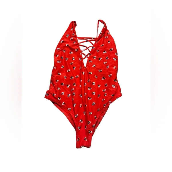 👙🔥 Billabong‎ Chili Red Lace-Up One Piece Swimsuit Small S Beachwear 🔥👙 - Image 3