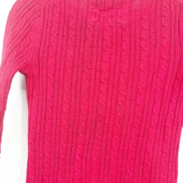 American Eagle Women Red Y2K Cable Knit Fisherman Preppy V-Neck Sweater Size S - Image 6