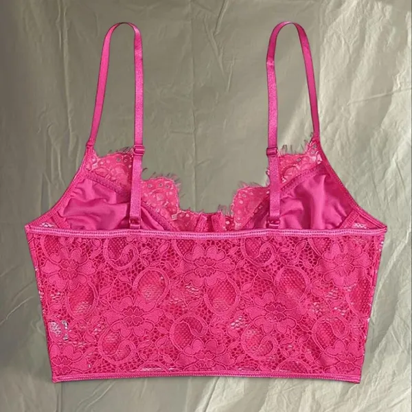 SHEIN Hot Pink Lace Corset Top - Image 6