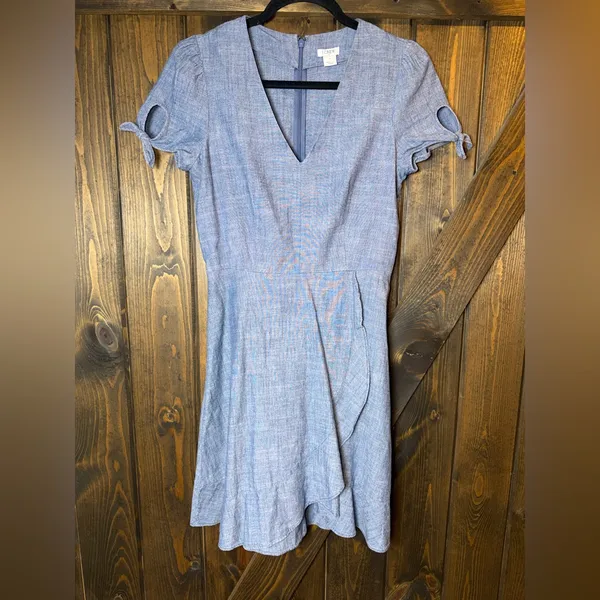 J.‎ Crew Faux-Wrap Chambray Dress - Image 5