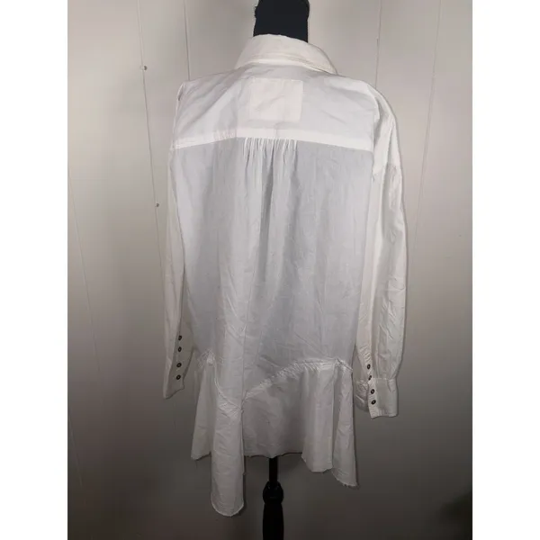 We The Free People Button Front Tunic Womens Freya Poplin Oversized M Ivory‎ - Image 2