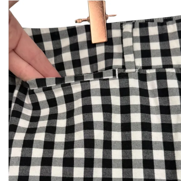 Ann Taylor Women's Curvy Gingham Cropped Pants Black White Check Size 16 Preppy - Image 8