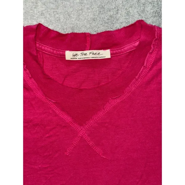 Free People We The Free Long Sleeve V Neck‎ Top Pink Size Medium - Image 3