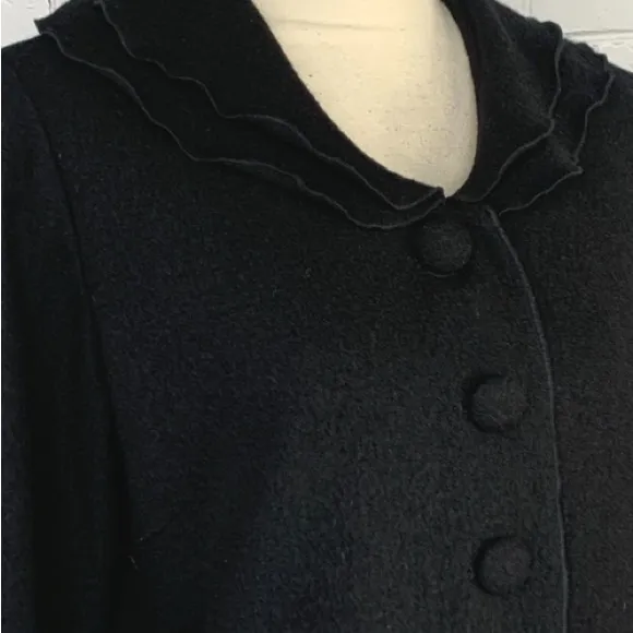 Pendleton Black Wool Jacket Women’s Button Front Ruffle Collar Classic Size Med - Image 6