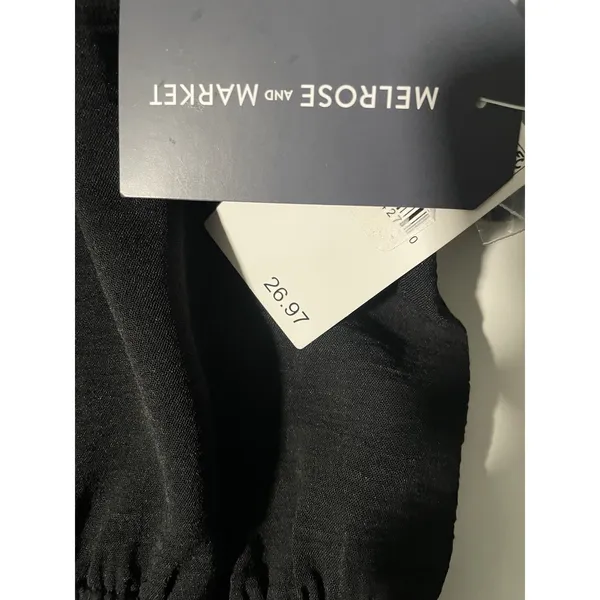 Melrose and Market Black V Neck Peplum‎ Top Puff Sleeve Button Front XS - Image 5