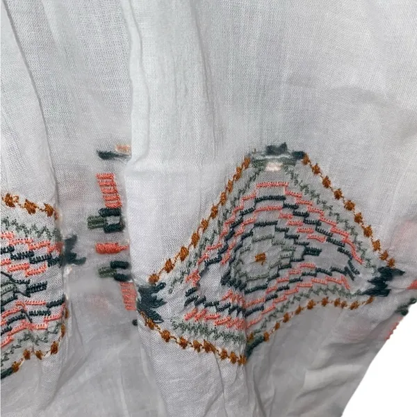 New Cost Plus World Market Cream Blouse Embroidered Sleeves sheer poof Sleeves - Image 9