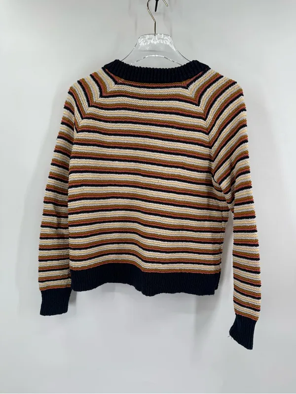 Madewell Arden V-Neck Crop Striped Multicolor Knit Sweater Size small - Image 3