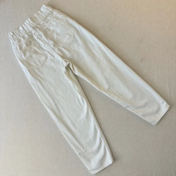 Zara White High Waisted Paperbag Denim‎ Jeans Tapered Leg XS - Image 6