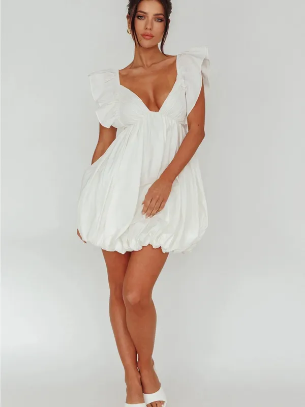 NWT Selfie Leslie Horoscope Bubble Hem Mini Dress Ivory - Image 6