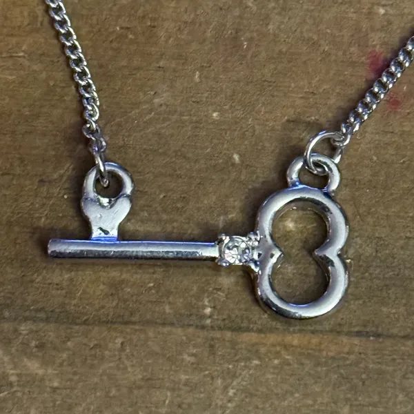 Silver tone dainty skeleton key necklace - Image 3