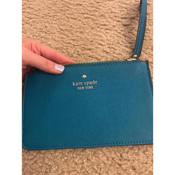 Kate Spade Wristlet Clutch Bag with Logo & Zip Closure teal - Image 3