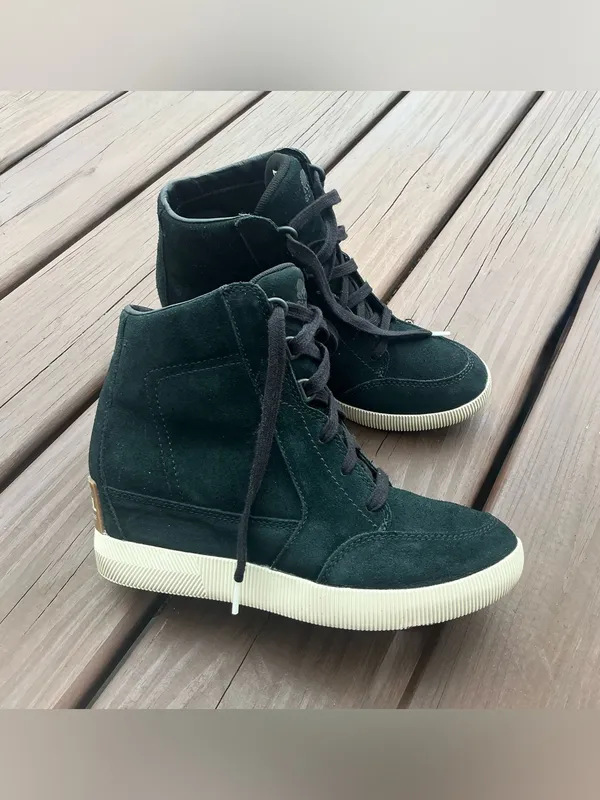 Sorel Black Suede High-Top Wedge Sneaker - Image 5