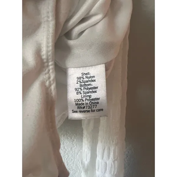 SO Ivory White Sheer Textured Crinkle Long Sleeve Bodysuit V Neck - Image 3