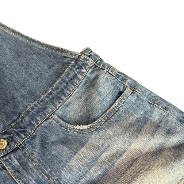 American Eagle Denim Overalls Romper Shorts Blue Size M Shortall‎ Distressed - Image 7