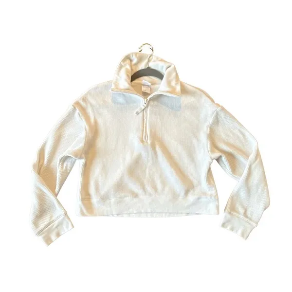 Stars Above cotton waffle cropped quarter zip pullover small - Image 2
