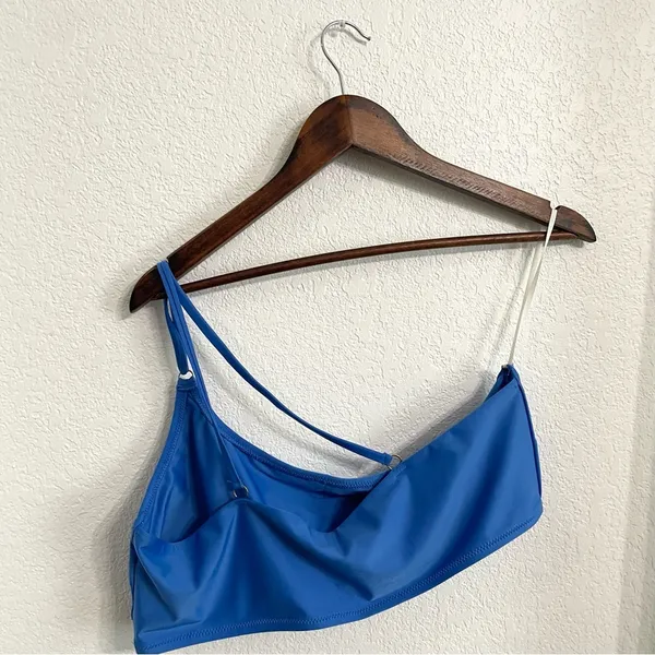Aerie Womens Swim Bikini Top Bandeau Blue One Shoulder Strap Size XXL - Image 2
