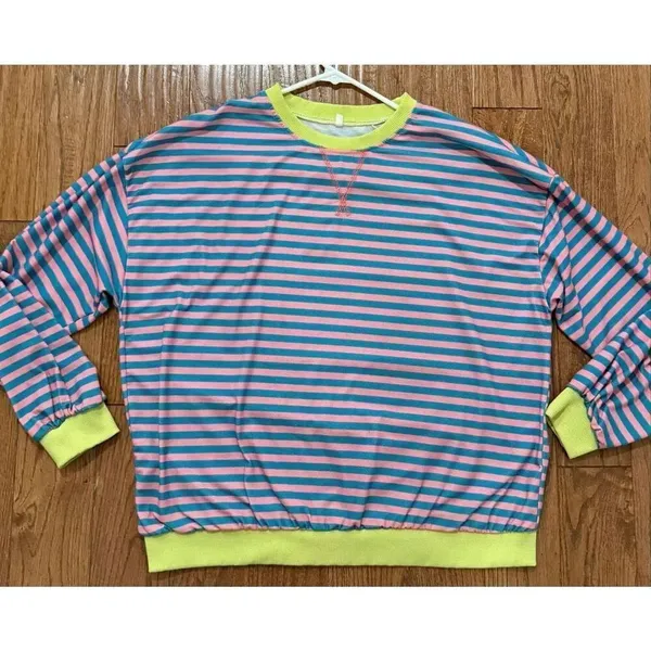 Amazon striped oversized crewneck sweater size M - Image 5