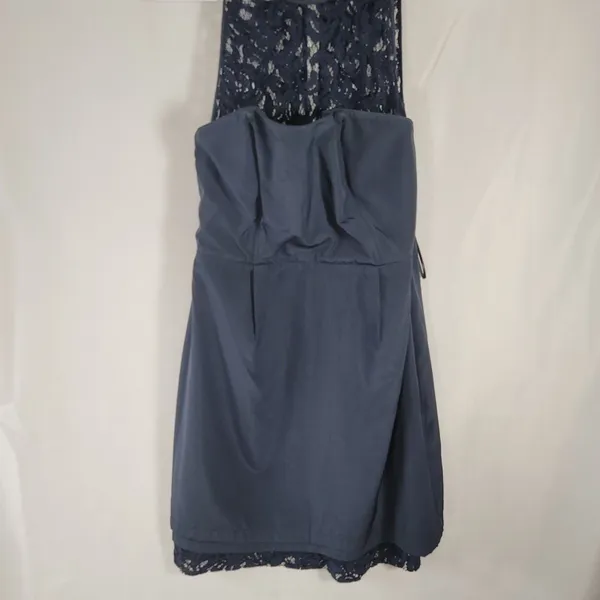 J.Crew Women's Navy Blue Floral Lace High Neck Sleeveless Cocktail Dress Size 10 - Image 7