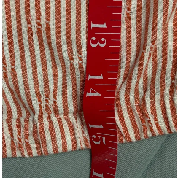 Madewell Striped Button Front Balloon‎ Sleeve Crop Top Orange White L - Image 7