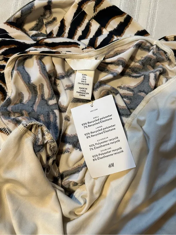 H&M Midi Dress Zebra Print Size L Women’s Black and Cream NWT - Image 13