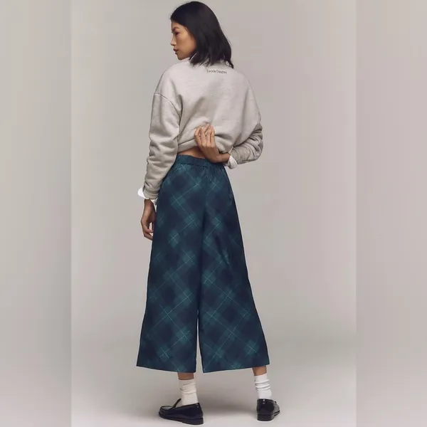 Anthropologie Maeve Taffeta Printed Pull On Structured Cropped Wide-Leg Pants - Image 4
