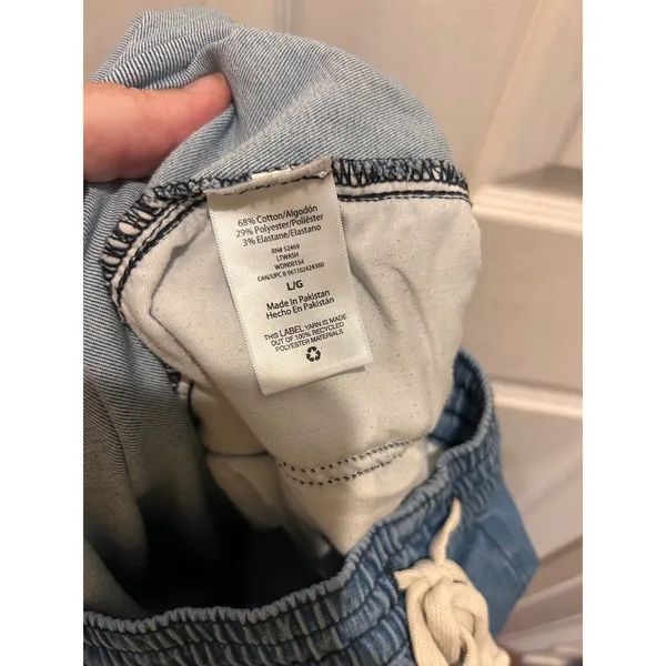 Free Assembly Womens Light Wash Denim Jogger Pants Size L Elastic Waist Stretch - Image 6