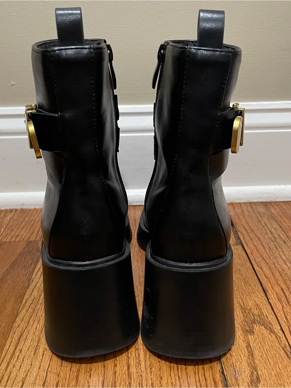 Chinese Laundry Adriel Black Gold Buckle Platform Ankle Boots Women Size 7.5 - Image 9