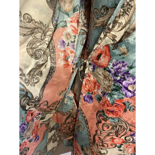 Cinema Etoile Vintage 2 Piece Nightgown Kimono Robe Set Floral Chain Print M/L - Image 16
