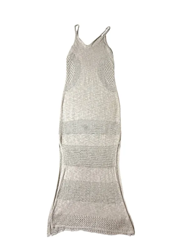 Abercrombie Crochet Open Knit Maxi Dress Beige Cream Boho Vacation Coverup XS - Image 3