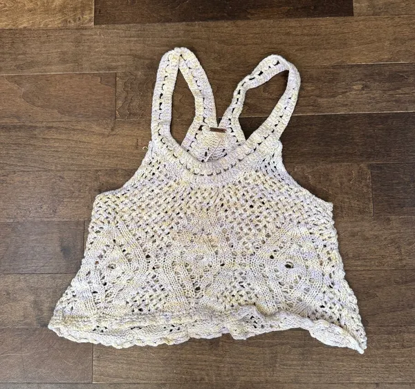 Free people pastel crochet crop tank top small - Image 2