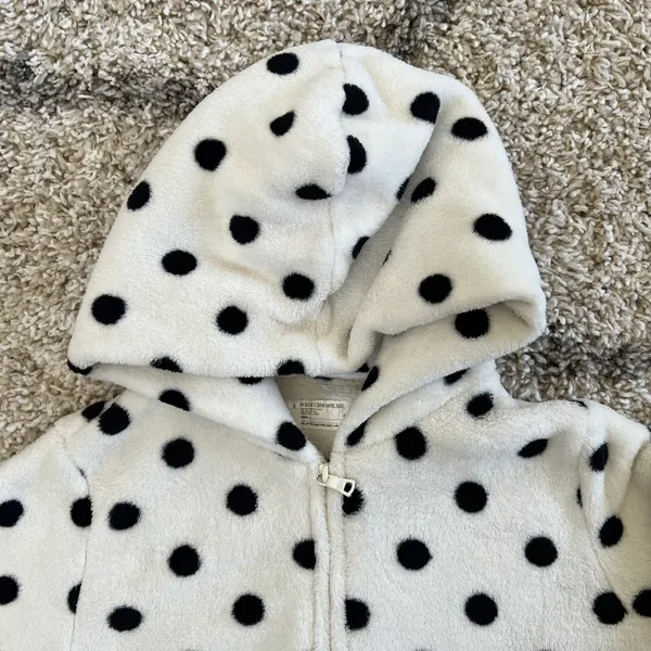 GUC WHITE CHOCOOLATE Long Fleece Polka Dot Hoodie - Image 4