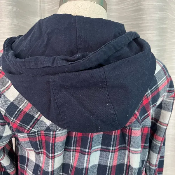 Love Note- Navy blue, Pink, white hooded flannel - Image 6