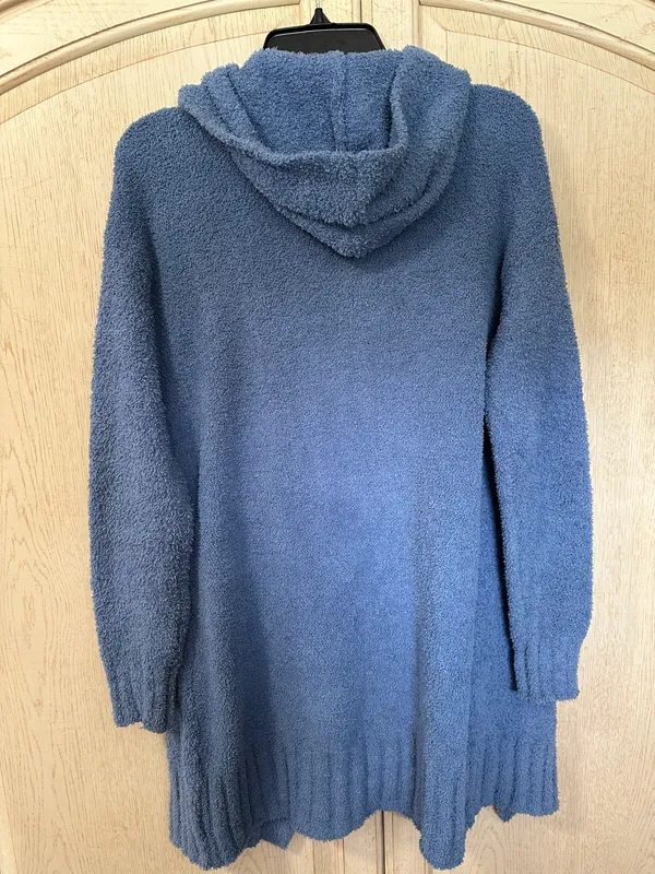 Fluffy Hooded Cardigan Blue Size L - Image 3