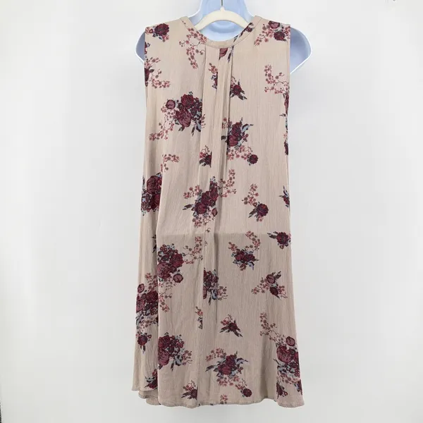 Free People Get Your Love Slip Dress M Beige Floral Cutout Trapeze Swing Tunic - Image 4