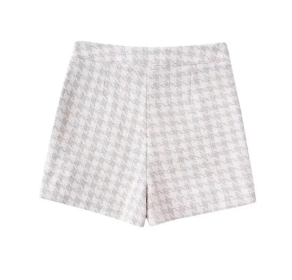 ZARA NWT  Houndstooth Tweed Beige Skort - Image 3
