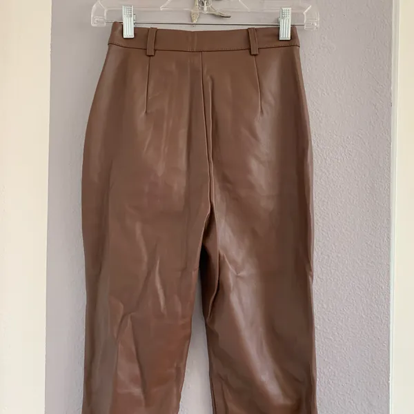 Meshki Tyra Straight Leg Faux Leather Pants Chocolate - Image 10