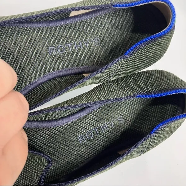 Rothy’s The Loafer round‎ toe olive green neon stripe on the back size 7.5 - Image 3