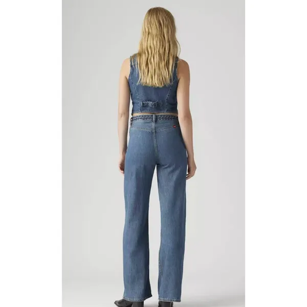 New Levi's 28x32 Ribcage Wide Leg Braided Women's Jeans Big Yikes Dark Wash - Image 3