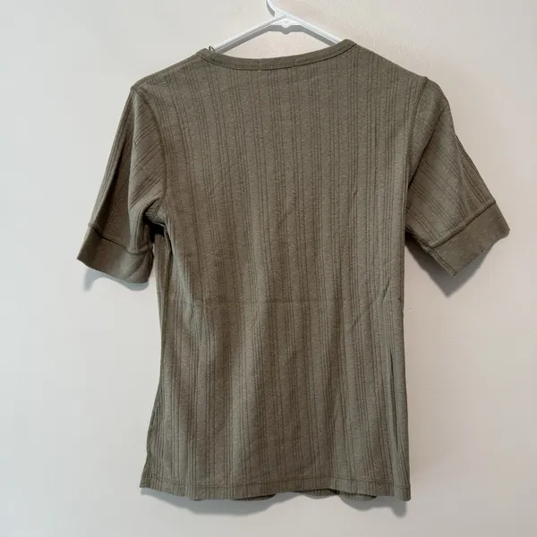 Buck Mason NWT Marsh Fern Heirloom Rib Base Henley T-Shirt Size Large - Image 4